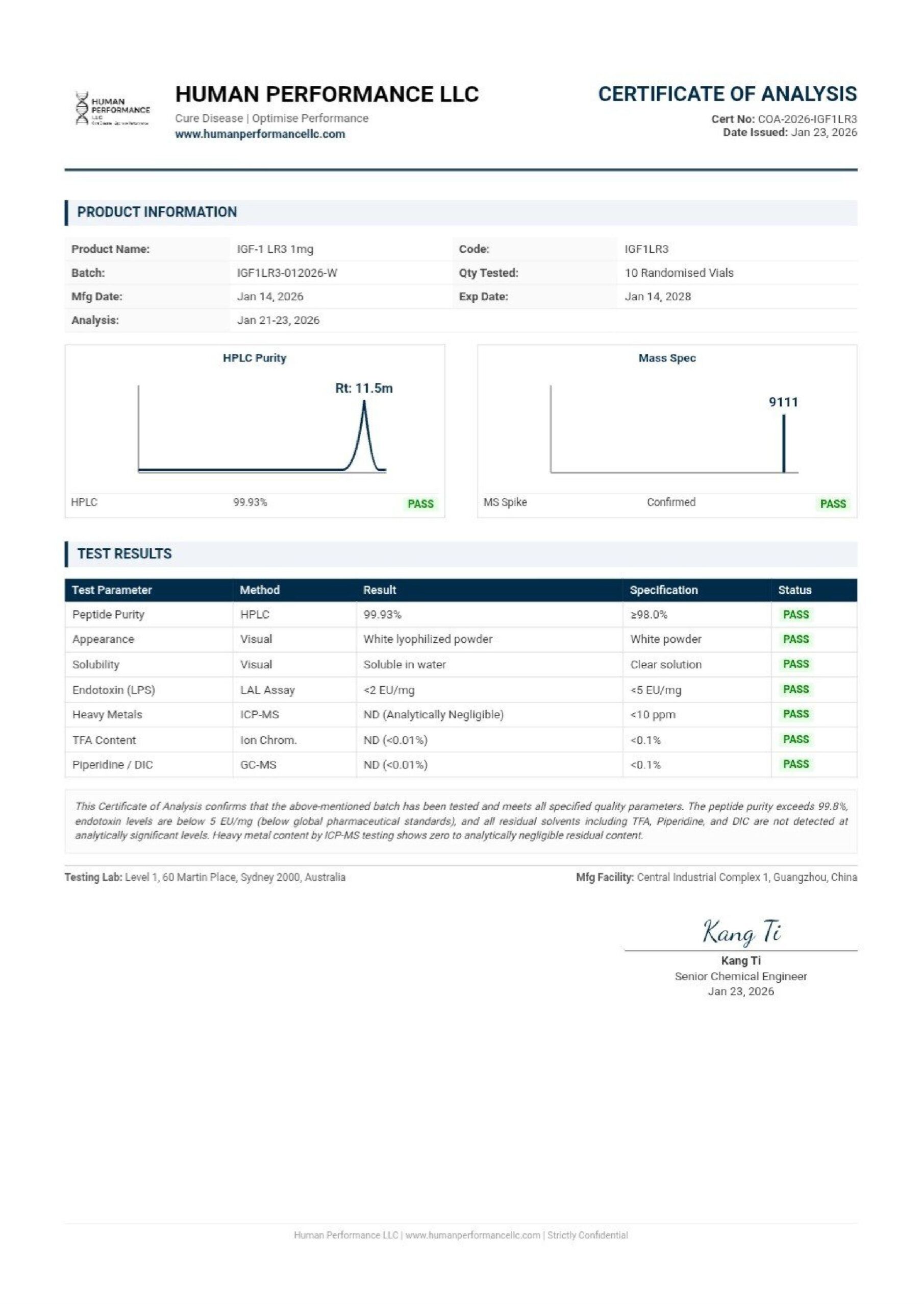IGF-1 LR3 0.1mg – Research Peptide