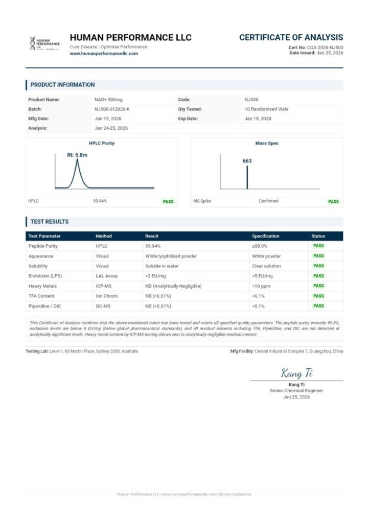 NAD⁺ 500mg – Research Peptide